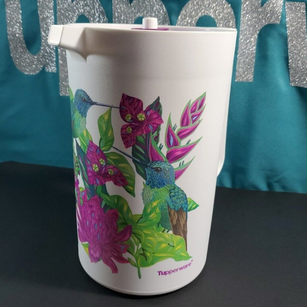 Tupperware (TM) Hummingbird 1gal pitcher and 2 cup canisters set
